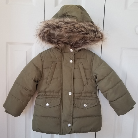 Carter's Faux Fur Trim Parka Puffer Coat 2T - Picture 1 of 8